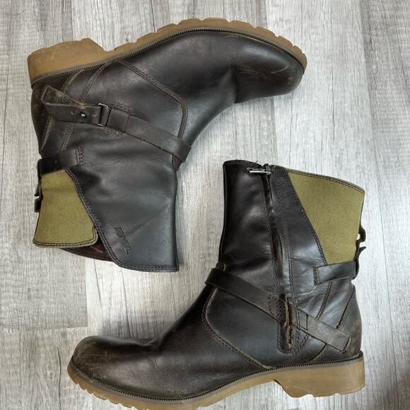 Teva Womens DE LA VINA Low Brown Boots Womens Waterproof Leather Canvas Size 8 - Picture 3 of 9